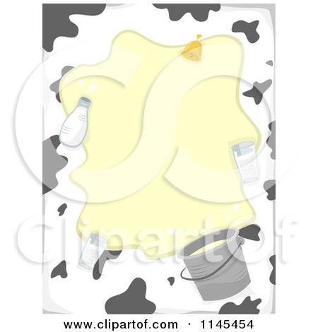 Cartoon of a Cow Spot Border with Milk and Copyspace - Royalty Free Vector Clipart by BNP Design Studio