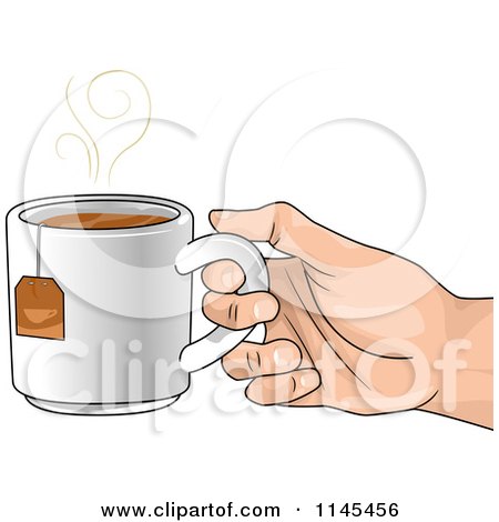 Cartoon of a Hand Holding a Cup of Hot Tea - Royalty Free Vector Clipart by BNP Design Studio