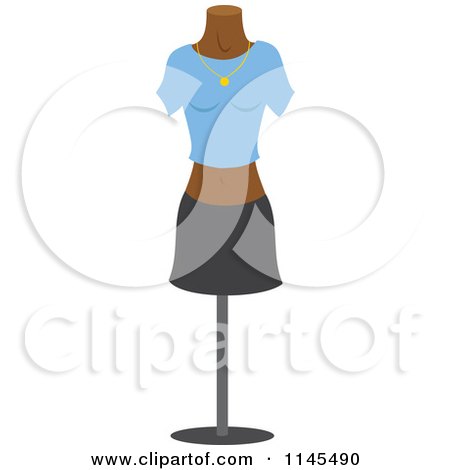 Clipart of a Fashion Design Mannequin with a Shirt and Skirt - Royalty Free Vector Illustration by Rosie Piter