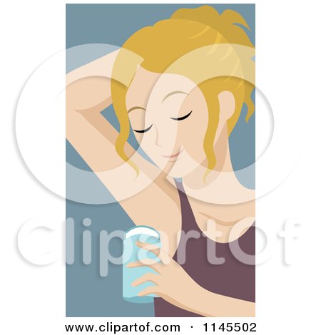 Clipart of a Blond Woman Applying Underarm Deodorant - Royalty Free Vector Illustration by Rosie Piter
