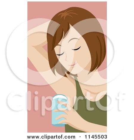 Clipart of a Brunette Woman Applying Underarm Deodorant - Royalty Free Vector Illustration by Rosie Piter