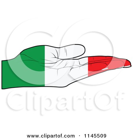 Clipart of an Italian Flag Hand with Its Palm Facing up - Royalty Free Vector Illustration by Andrei Marincas