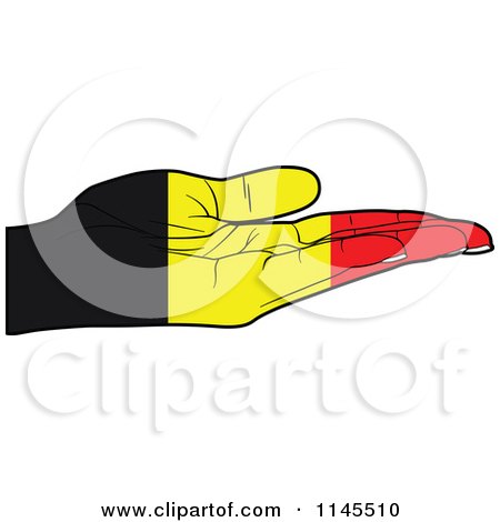 Clipart of a Belgium Flag Hand with Its Palm Facing up - Royalty Free Vector Illustration by Andrei Marincas