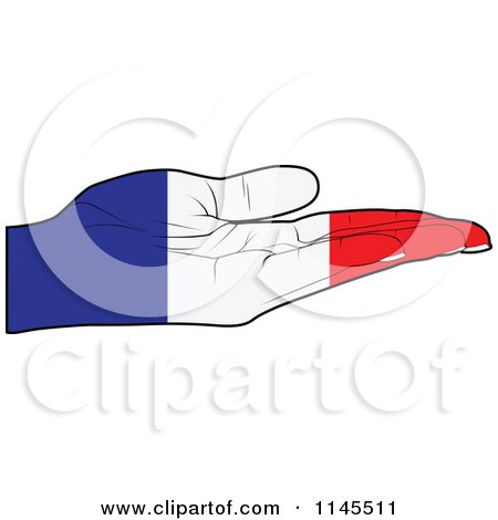 Clipart of a French Flag Hand with Its Palm Facing up - Royalty Free Vector Illustration by Andrei Marincas
