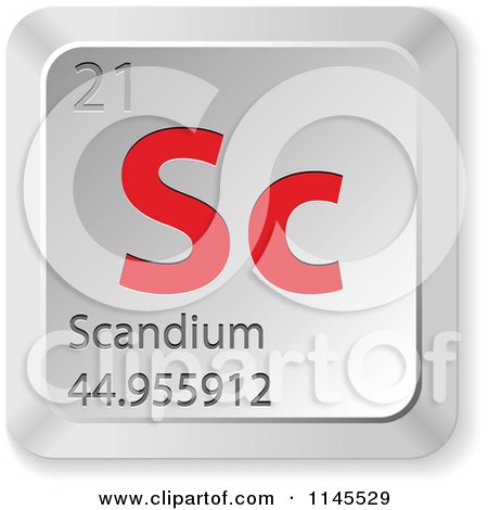 Clipart of a 3d Red and Silver Scandium Element Keyboard Button - Royalty Free Vector Illustration by Andrei Marincas