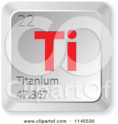 Clipart of a 3d Red and Silver Titanium Element Keyboard Button - Royalty Free Vector Illustration by Andrei Marincas
