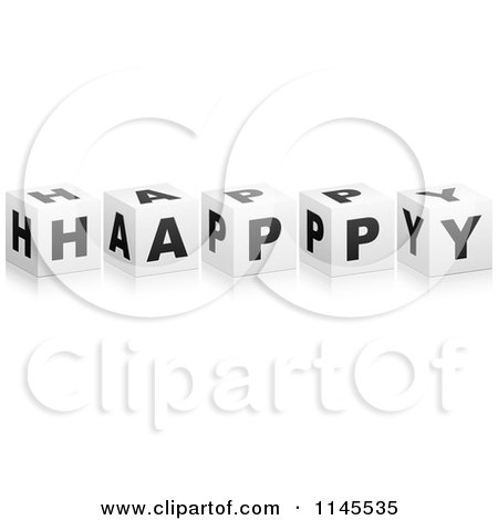 Clipart of 3d Black and White Happy Cubes and Reflections - Royalty Free Vector Illustration by Andrei Marincas