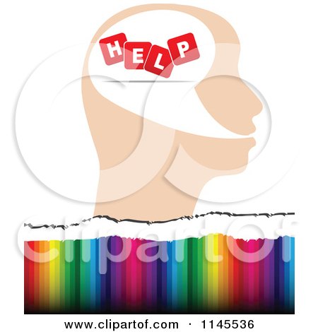 Clipart of a Help Head over Colors - Royalty Free Vector Illustration by Andrei Marincas