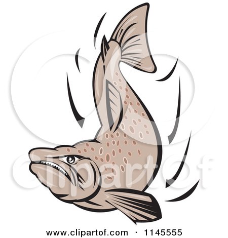 Clipart of a Mad Salmon Fish - Royalty Free Vector Illustration by patrimonio