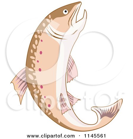 Clipart of a Leaping Trout Fish - Royalty Free Vector Illustration by patrimonio