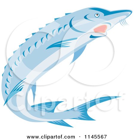 Clipart of a Blue Sturgeon Fish - Royalty Free Vector Illustration by patrimonio