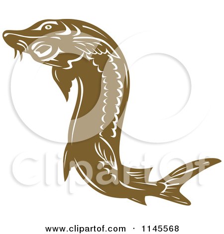 Clipart of a Brown Sturgeon Fish - Royalty Free Vector Illustration by patrimonio
