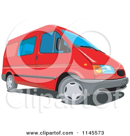 Clipart of a Red Minivan - Royalty Free Vector Illustration by patrimonio
