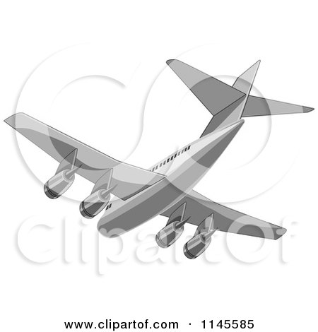 Clipart of a Flying White Commercial Airplane 3 - Royalty Free Vector Illustration by patrimonio