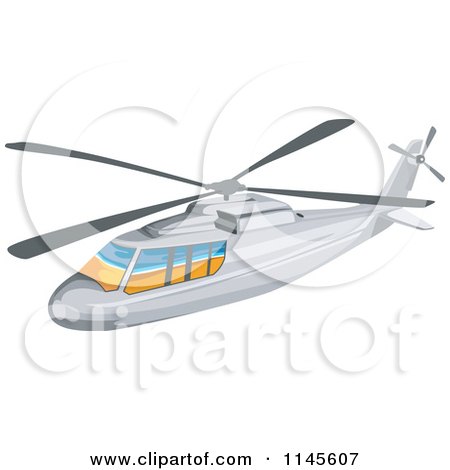 Clipart of a White Helicopter - Royalty Free Vector Illustration by patrimonio