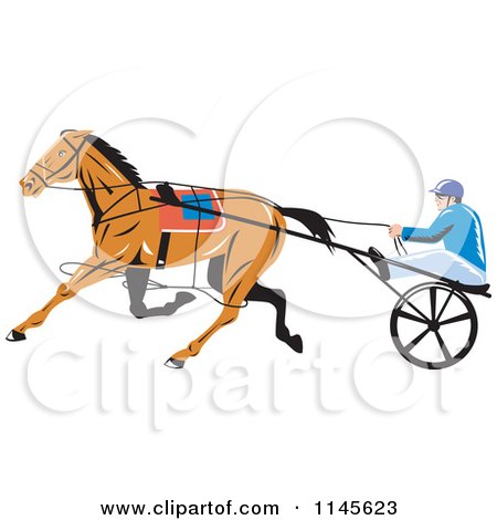 Clipart of a Retro Trotter Harness Horse Racer - Royalty Free Vector Illustration by patrimonio