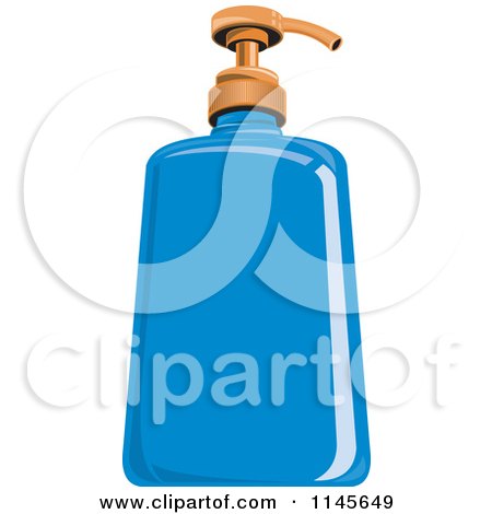 Clipart of a Blue Liquid Hand Soap Dispenser Bottle - Royalty Free Vector Illustration by patrimonio