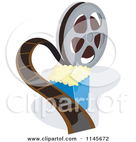 Clipart of a Movie Reel and Popcorn - Royalty Free Vector Illustration by patrimonio
