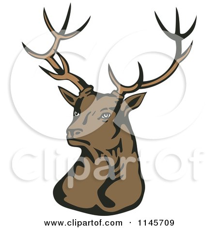 Clipart of a Deer Stag Head - Royalty Free Vector Illustration by patrimonio