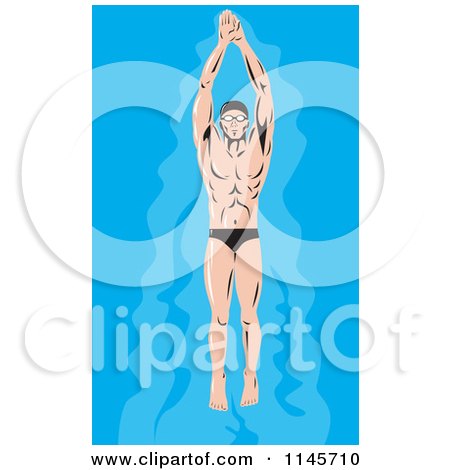 Clipart of a Retro Male Swimmer 2 - Royalty Free Vector Illustration by patrimonio