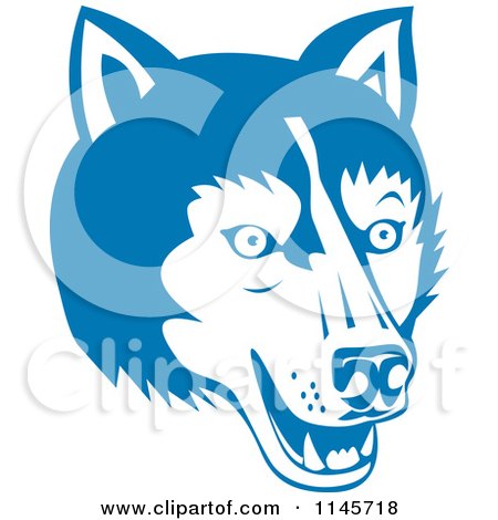 Clipart of a Blue Wolf Head - Royalty Free Vector Illustration by patrimonio
