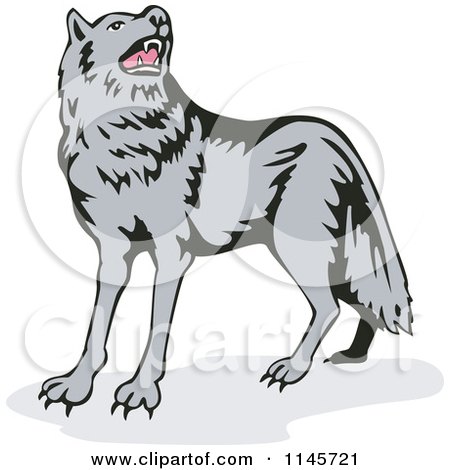 Clipart of a Howling Wolf - Royalty Free Vector Illustration by patrimonio