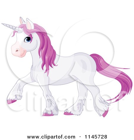 Cartoon of a Pastel Purple Unicorn Walking - Royalty Free Vector Clipart by Pushkin