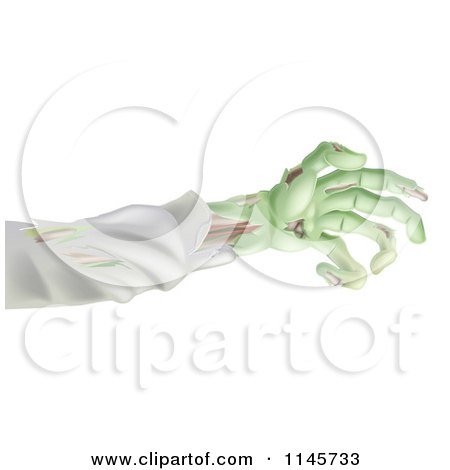 Clipart of a Green Zombie Arm - Royalty Free Vector Illustration by AtStockIllustration