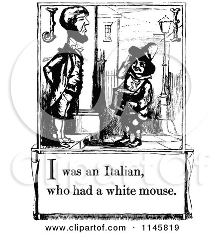 Clipart of a Retro Vintage Black and White Letter Page with I Was an Italian Who Had a White Mouse Text - Royalty Free Vector Illustration by Prawny Vintage