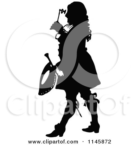 Clipart of a Retro Vintage Silhouetted Rich Colonial Man - Royalty Free Vector Illustration by Prawny Vintage
