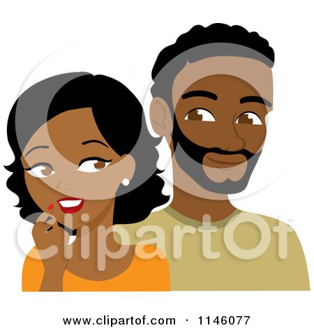 Clipart of a Black Man and Woman Looking at Each Other - Royalty Free CGI Illustration by Rosie Piter