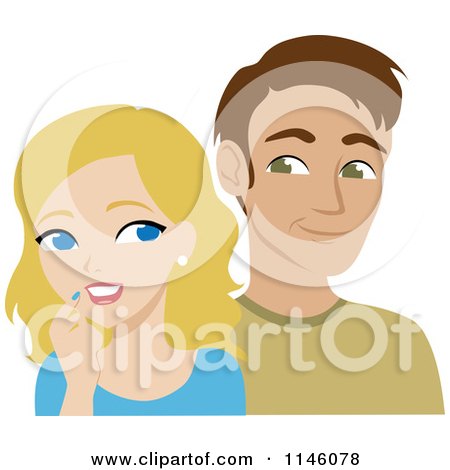 Clipart of a Thoughtful Blond Woman and Interested Man - Royalty Free CGI Illustration by Rosie Piter