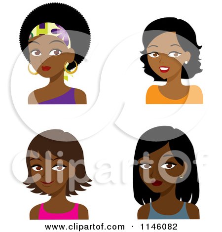 Clipart of Faces of Four Black Women - Royalty Free CGI Illustration by Rosie Piter