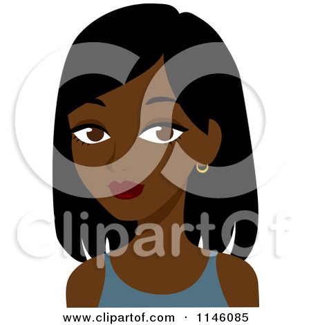 Clipart of a Beautiful Black Woman in a Blue Tank Top - Royalty Free CGI Illustration by Rosie Piter