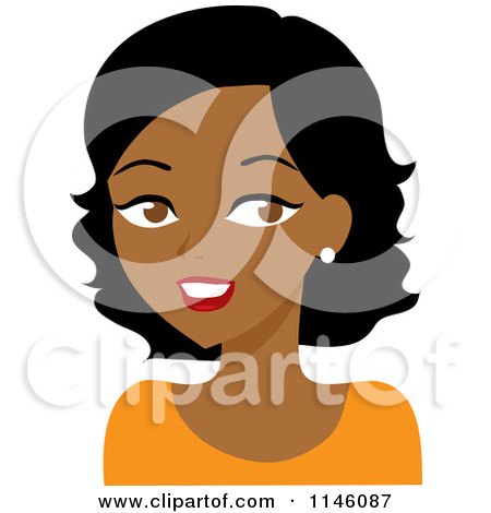 Clipart of a Beautiful Black Woman in an Orange Shirt - Royalty Free CGI Illustration by Rosie Piter