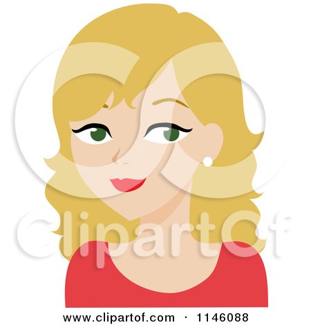 Clipart of a Beautiful Blond Woman in a Red Shirt - Royalty Free CGI Illustration by Rosie Piter