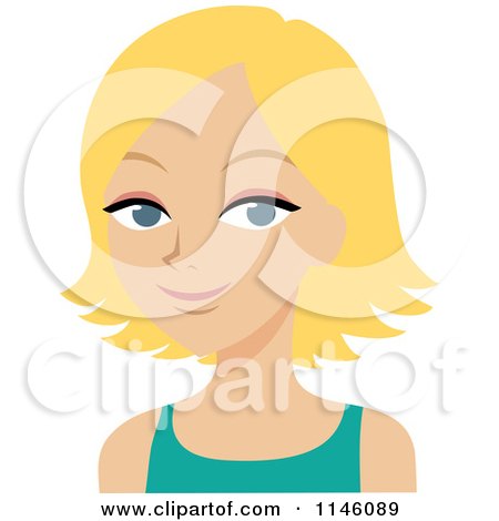 Clipart of a Beautiful Blond Woman in a Turquoise Tank Top - Royalty Free CGI Illustration by Rosie Piter