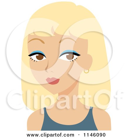 Clipart of a Beautiful Blond Woman in a Blue Tank Top - Royalty Free CGI Illustration by Rosie Piter