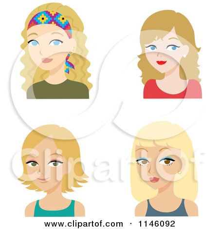 Clipart of Four Beautiful Blond Women - Royalty Free CGI Illustration by Rosie Piter