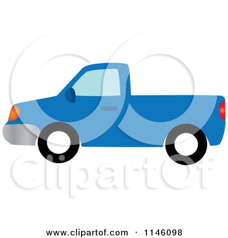 Clipart of a Blue Pickup Truck - Royalty Free CGI Illustration by Rosie Piter