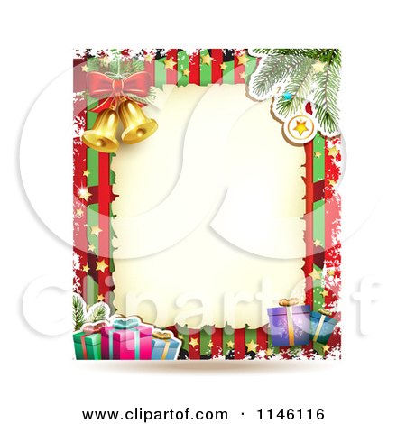 Clipart of a Christmas Frame with Gifts and Bells 3 - Royalty Free Vector Illustration by merlinul