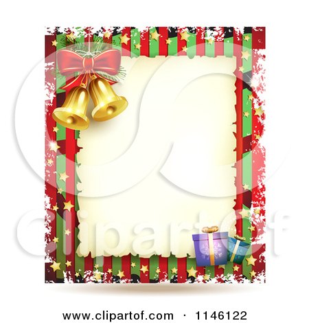 Clipart of a Christmas Frame with Gifts and Bells 2 - Royalty Free Vector Illustration by merlinul