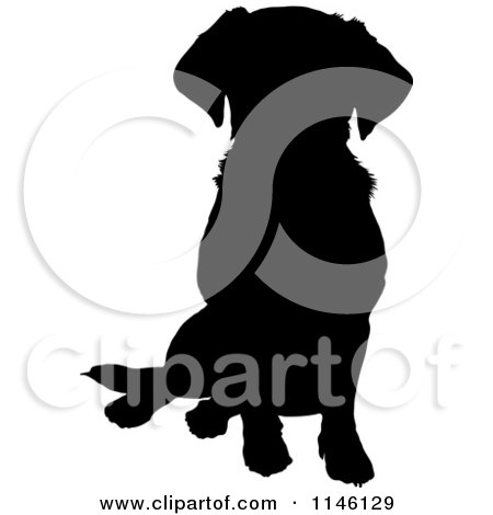 Clipart of a Silhouetted Lab Sitting - Royalty Free Vector Illustration by Maria Bell