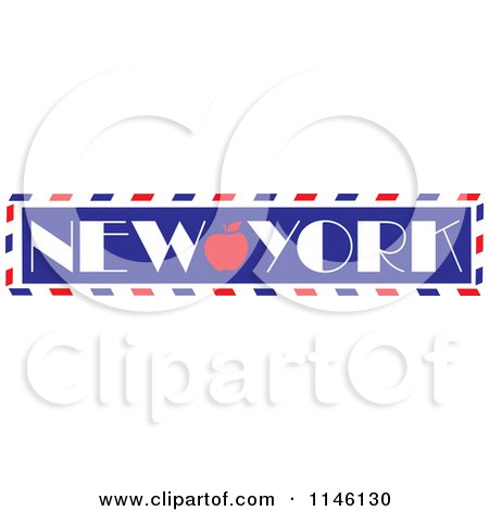 Clipart of a Retro Love New York Apple Banner - Royalty Free Vector Illustration by Maria Bell