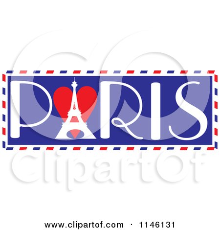 Clipart of a Retro Love Paris Banner - Royalty Free Vector Illustration by Maria Bell