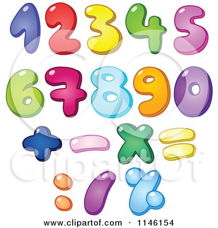 Cartoon of Colorful Bubble Numbers and Math Symbols - Royalty Free Vector Clipart by yayayoyo