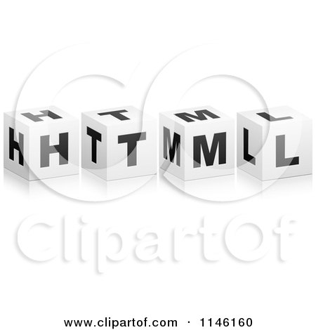 Clipart of 3d Black and White Cubes Spelling HTML - Royalty Free CGI Illustration by Andrei Marincas
