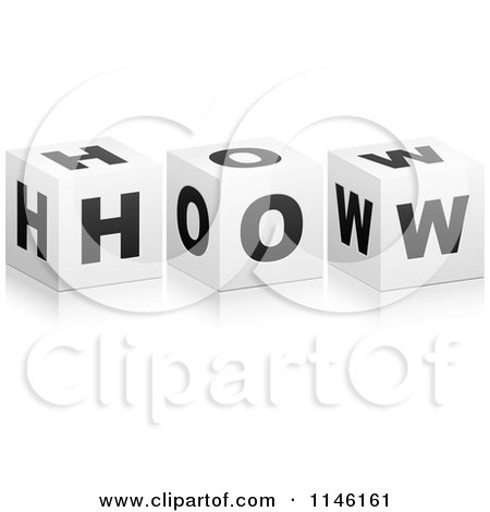Clipart of 3d Black and White Cubes Spelling HOW - Royalty Free CGI Illustration by Andrei Marincas