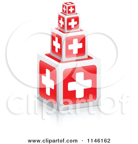 Clipart of 3d First Aid Cross Cubes - Royalty Free CGI Illustration by Andrei Marincas