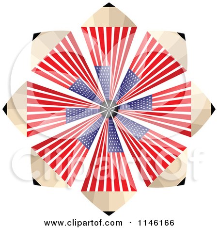 Clipart of an American Flag Pencil Burst - Royalty Free CGI Illustration by Andrei Marincas